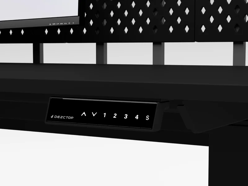 Dezctop standing desks feature a modular control panel for easy height adjustment.