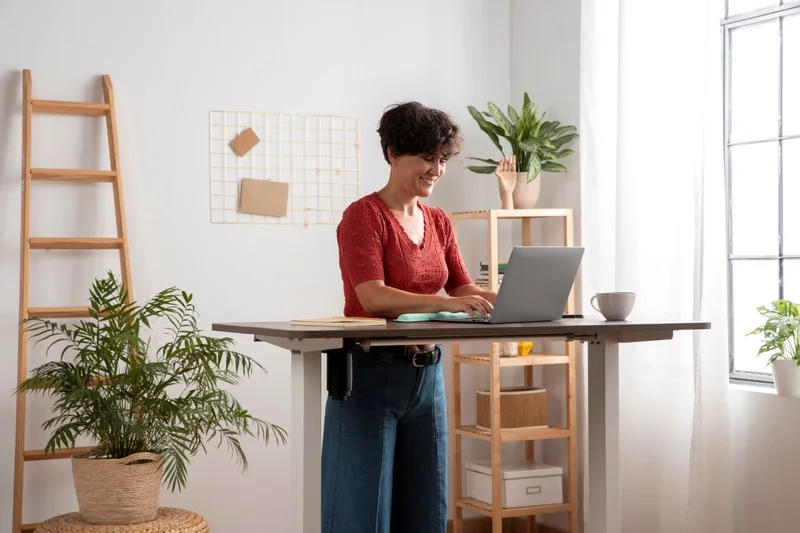 woman working from home ergonomic workstation