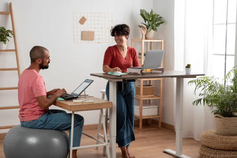 team working from home ergonomic workstation